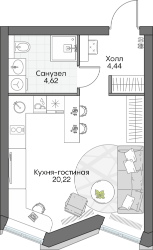 Планировка студии № 317 Дома INSIDER