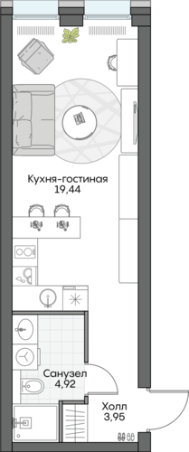 Планировка студии № 442 Дома INSIDER
