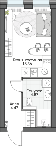 Планировка студии № 794 Дома INSIDER