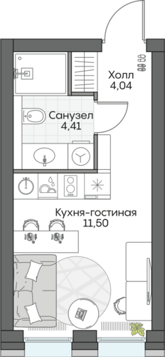 Планировка студии № 798 Дома ИНСАЙДЕР