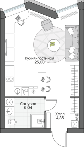Планировка студии № 823 Дома INSIDER