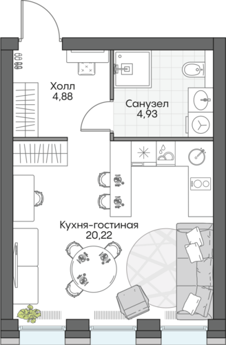 Планировка студии № 901 Дома INSIDER